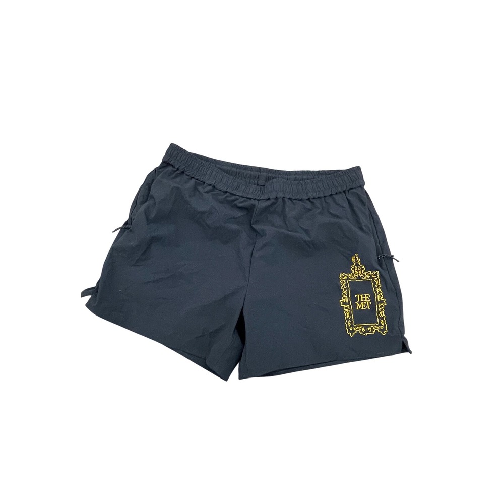 PacSun x The Met Mens Black Gold Logo Embroidered Nylon Shorts Large